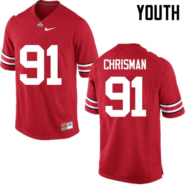 Ohio State Buckeyes #91 Drue Chrisman Youth Player Jersey Red OSU8633